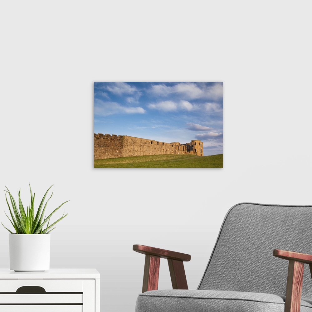 A modern room featuring UK, Northern Ireland, County Londonderry, Downhill Demesne, grand house ruins at dusk.