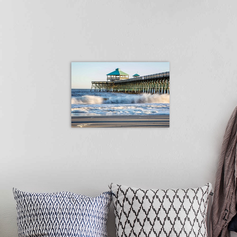 A bohemian room featuring United States, North Carolina, Folly Beach, Surf at the Pier on the Beach