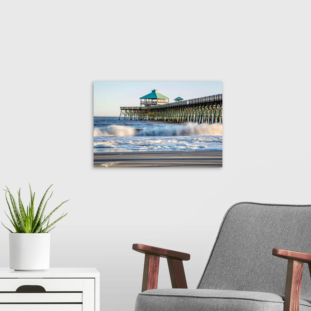 A modern room featuring United States, North Carolina, Folly Beach, Surf at the Pier on the Beach