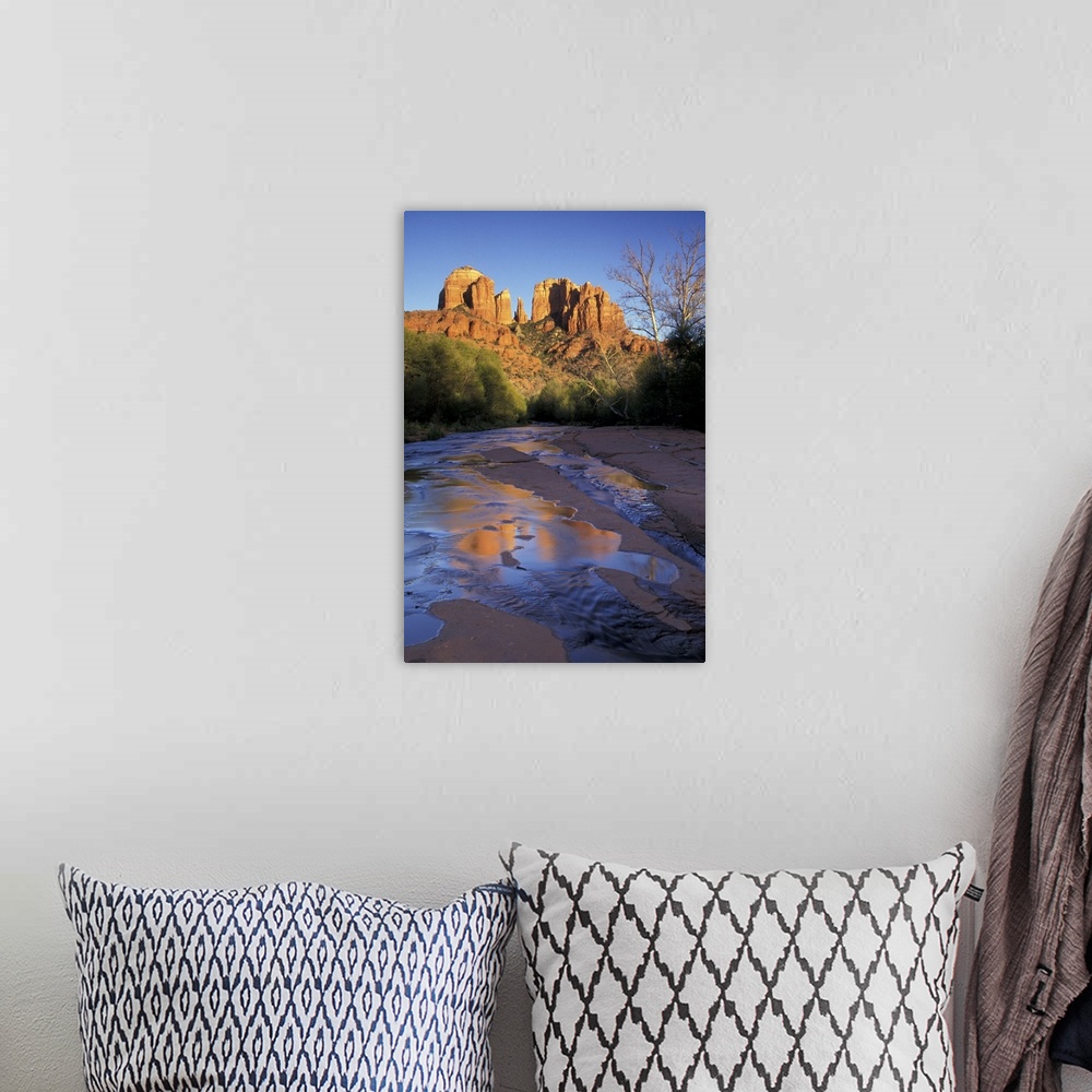 A bohemian room featuring USA, Arizona, Sedona. Cathedral Rock and Oak Creek at Red Rock Crossing.