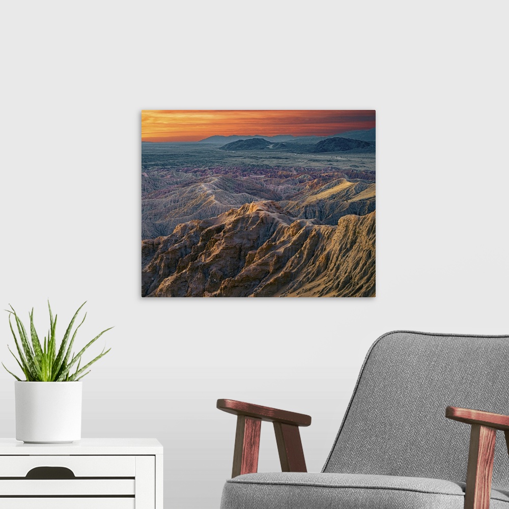 A modern room featuring USA, California, Anza-Borrego Desert State Park. Barren desert landscape at sunrise.