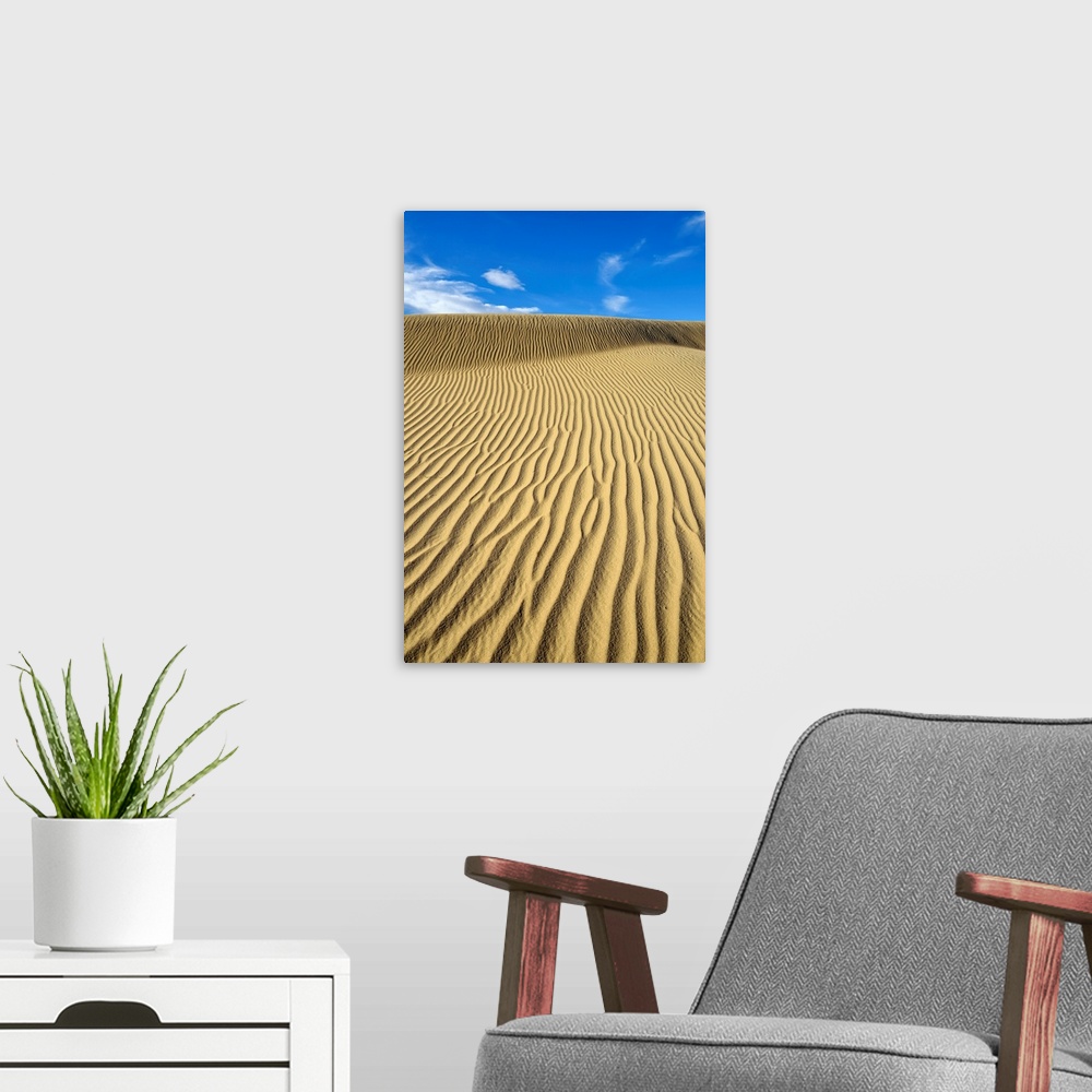 A modern room featuring USA, California, Death Valley, Ripples in the sand, Mesquite Flat Sand Dunes.