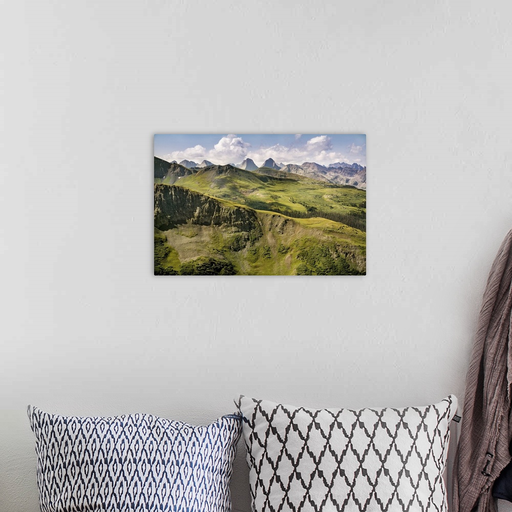 A bohemian room featuring USA, Colorado, San Juan National Forest. Overview of San Juan Mountains landscape. United States,...