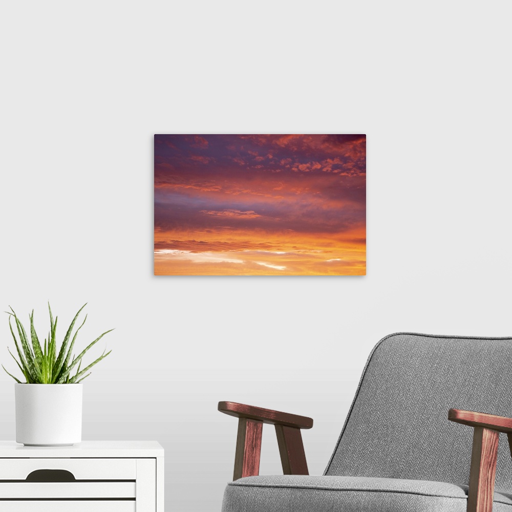 A modern room featuring USA, Georgia, Clouds Reflecting Sunrise