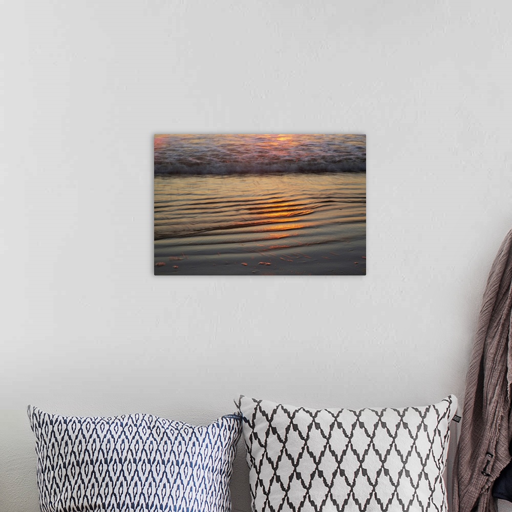 A bohemian room featuring USA, Georgia, Tybee Island, Sunrise With Ripples In The Sand