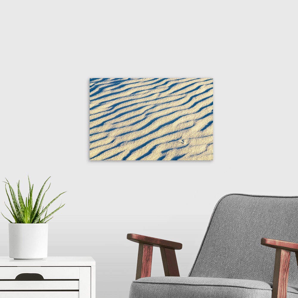 A modern room featuring USA, New Mexico, White Sands National Monument, Ripple Patterns In White Sand Dune