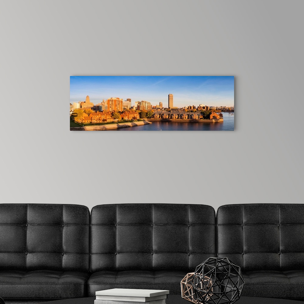 A modern room featuring USA, New York, Western New York, Buffalo, harbor front from Lake Erie, sunset.