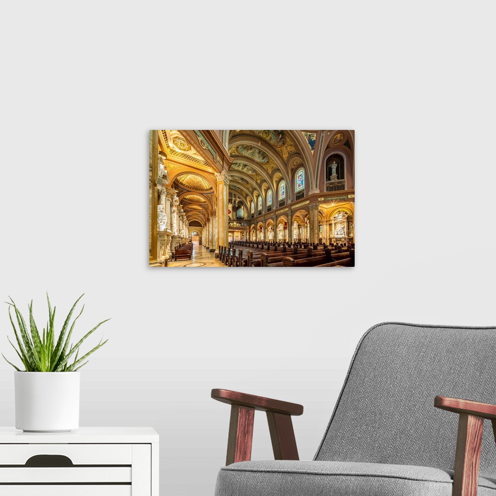 A modern room featuring USA, New York, Western New York, Buffalo, Our Lady of Victory Basilica, interior.