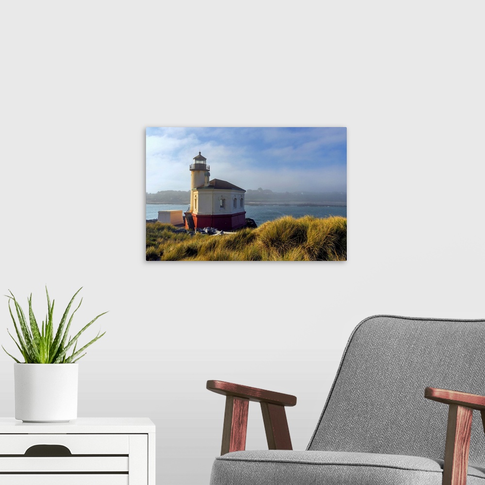 A modern room featuring USA, Oregon, Bandon. Scenic of Umpaqua River Lighthouse.