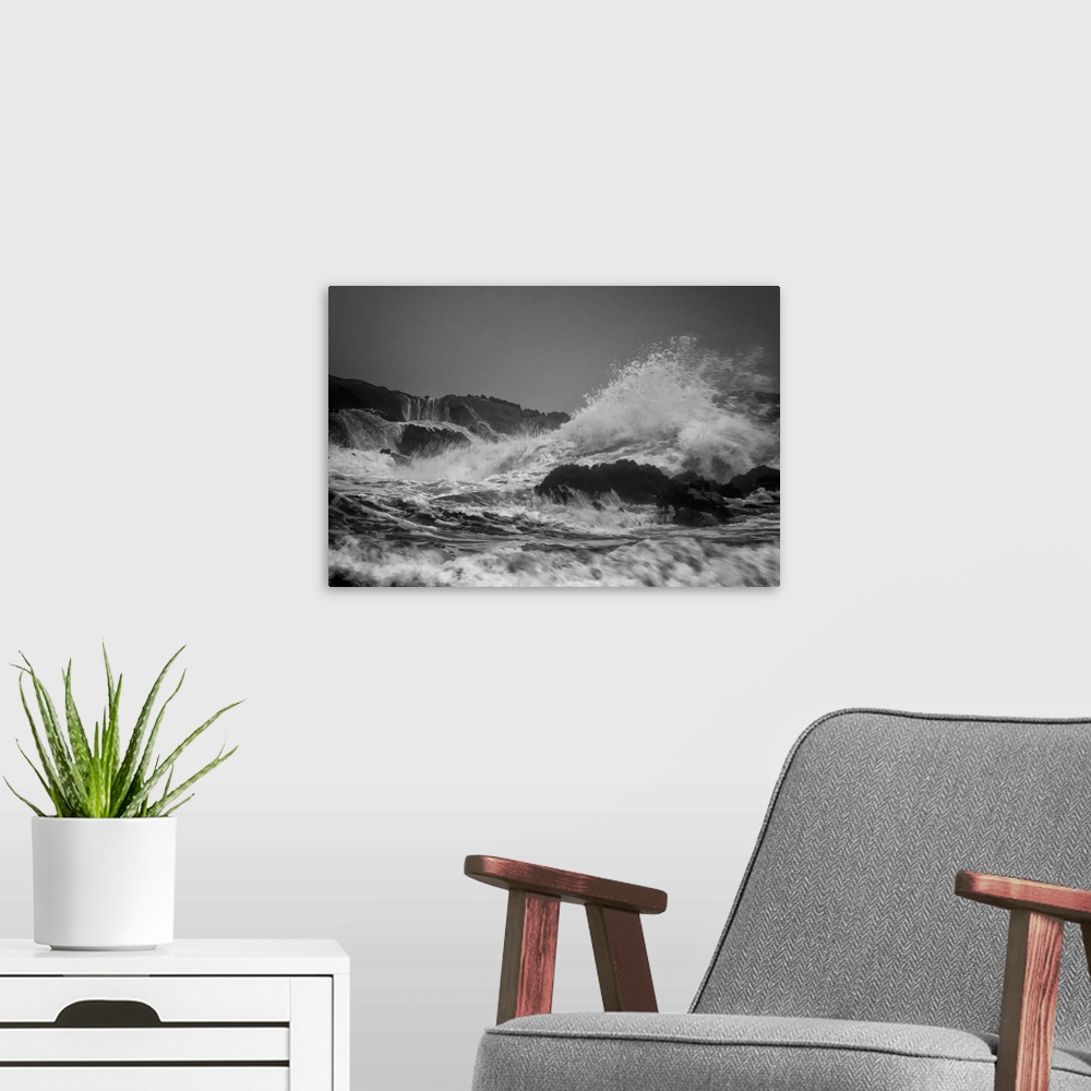 A modern room featuring USA, Oregon. Storm waves on coast.