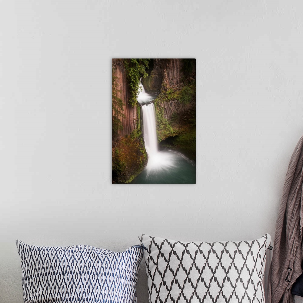 A bohemian room featuring USA, Oregon. Toketee Falls flows over columnar basalt rock cliff.