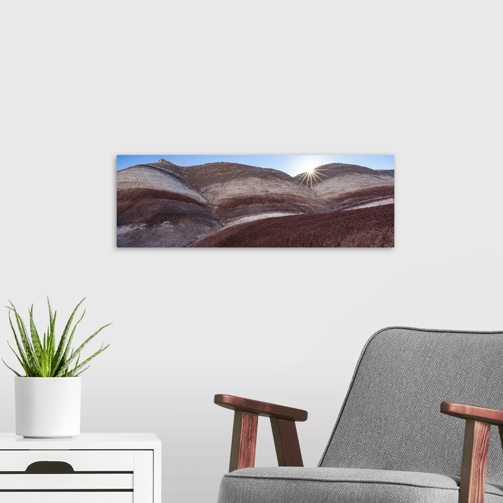 A modern room featuring USA, Utah. Bentonite Hills geological feature, Capitol Reef National Park.