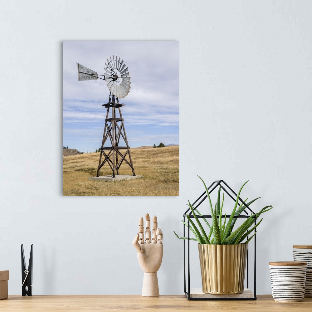 A bohemian room featuring USA, Washington State, Molson, Okanogan County. Windmill in the ghost town.