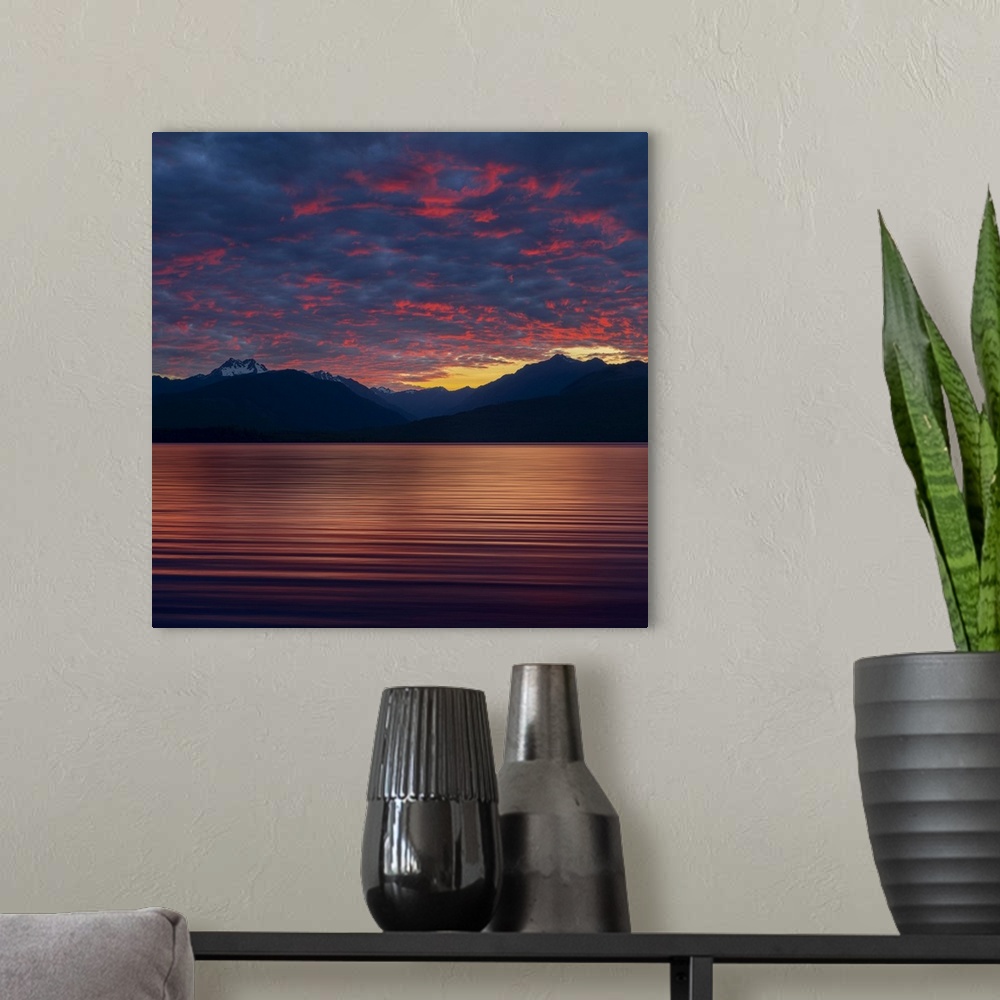 A modern room featuring USA, Washington state, Seabeck. Sunset over hood canal.