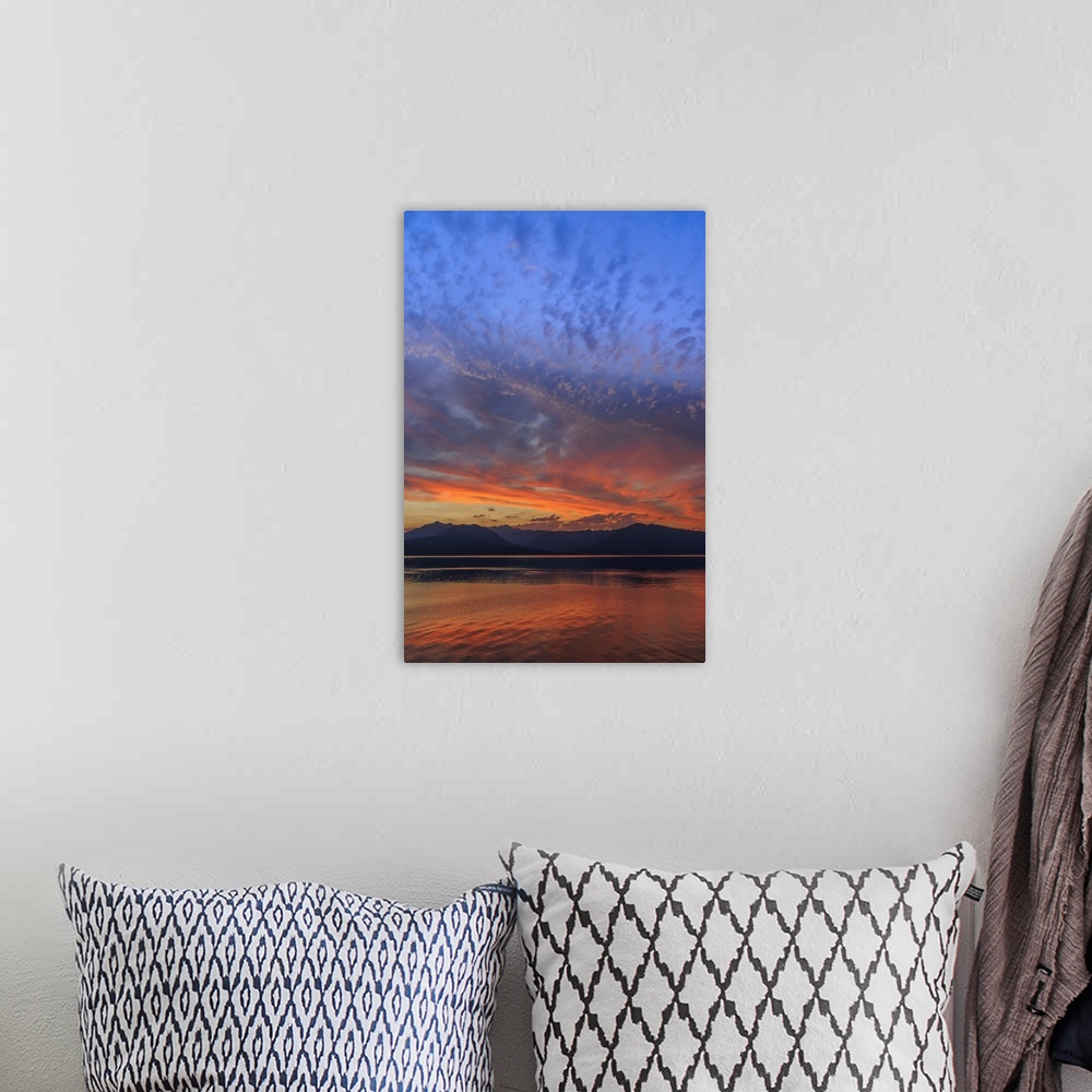 A bohemian room featuring USA, Washington. Sunset landscape of Hood Canal and Olympic Mountains.