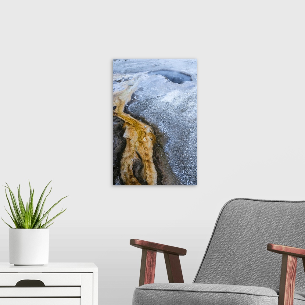 A modern room featuring USA, Wyoming. Abstract geothermal feature, Yellowstone National Park.