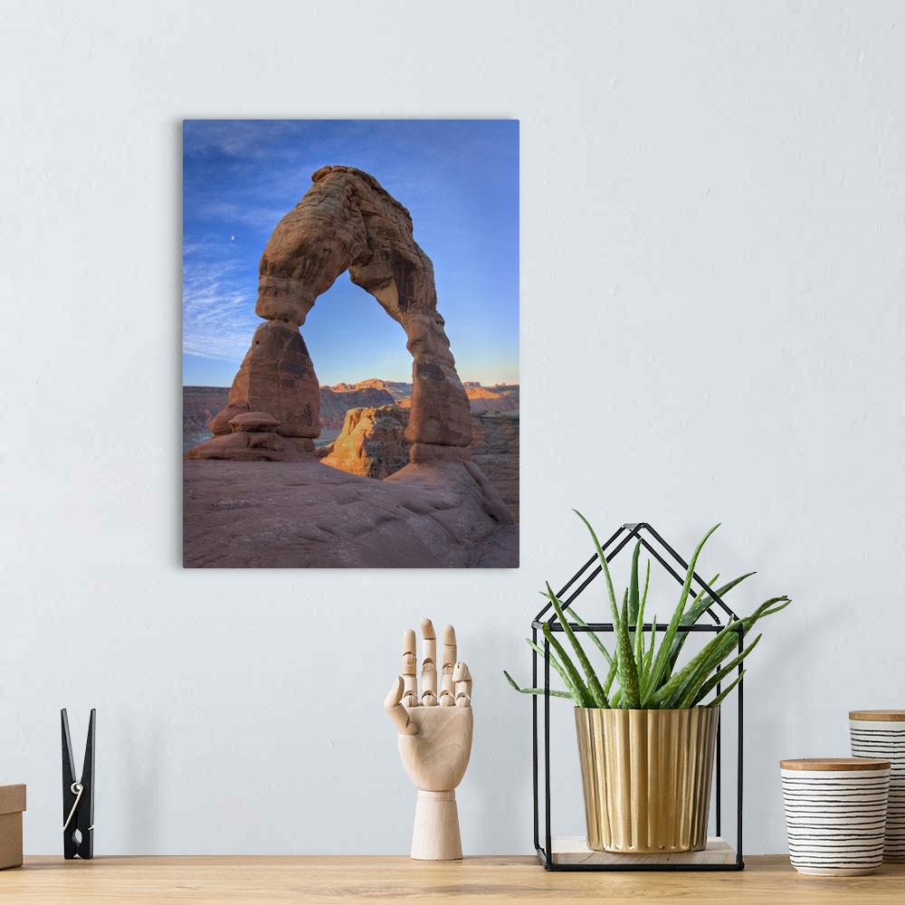 A bohemian room featuring USA, Utah, Arches National Park. The Delicate Arch at sunrise.