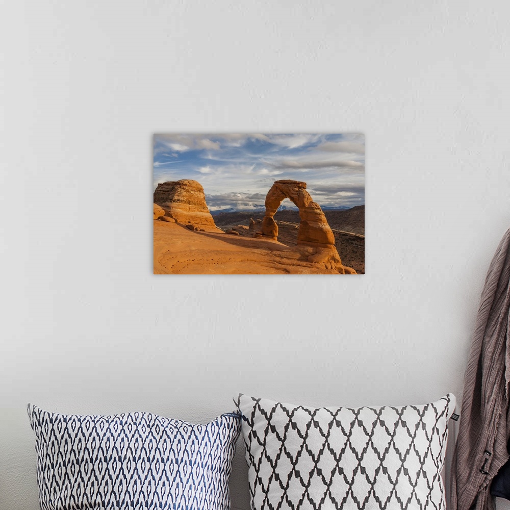 A bohemian room featuring USA, Utah, Arches National Park. Delicate Arch at sunset.