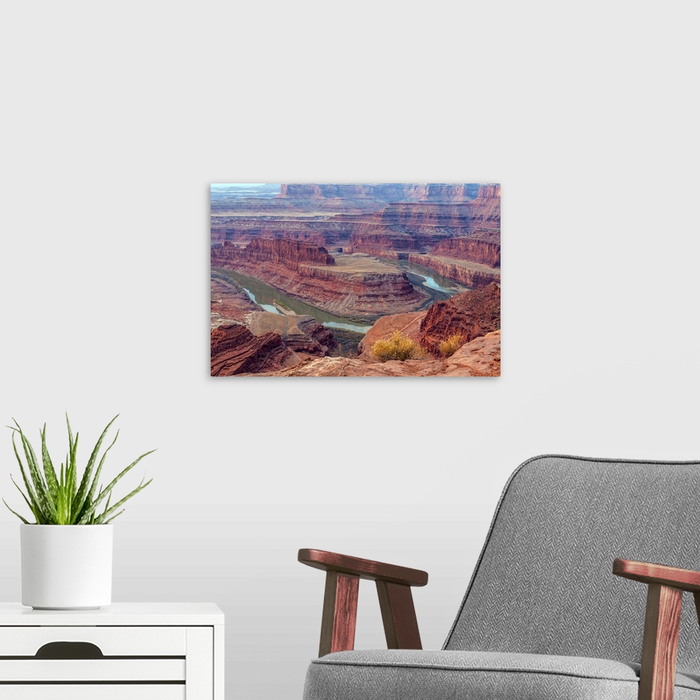 A modern room featuring USA, Utah, Dead Horse Point State Park. Colorado River  gooseneck formation.