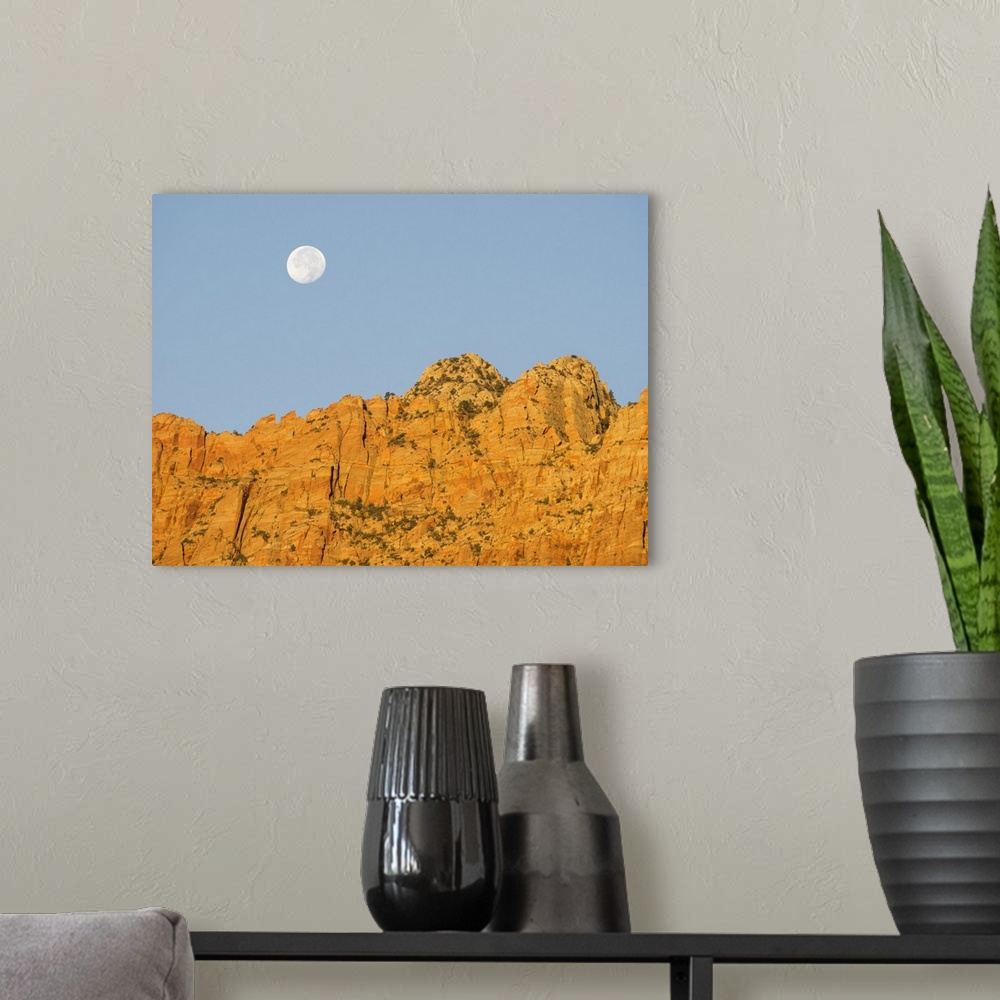 A modern room featuring USA, Utah. Zion National Park, Canyon wall and full moon