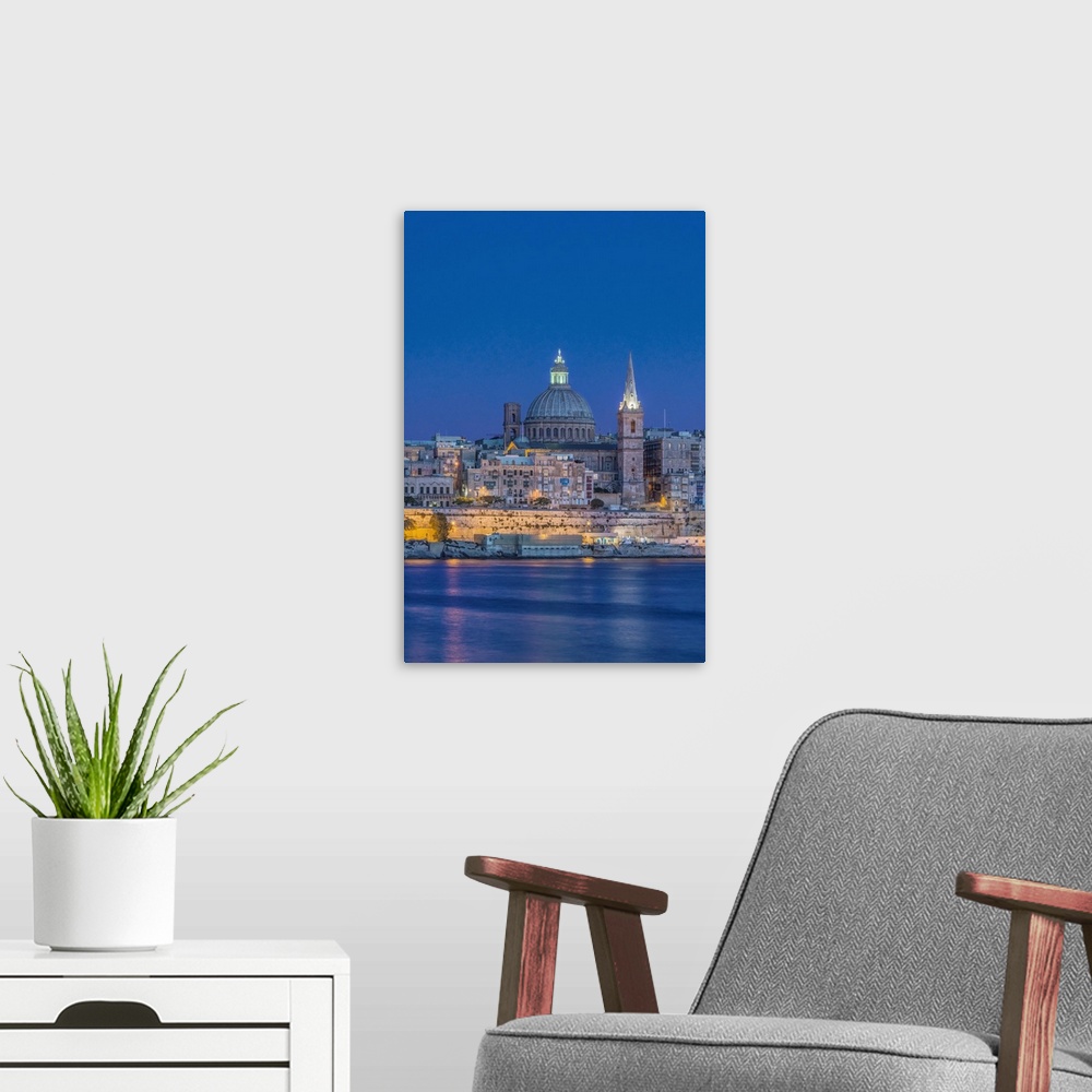A modern room featuring Europe, Malta, Valletta, Historic Skyline at Dusk.