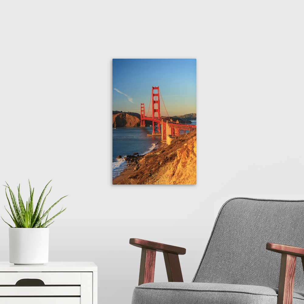 A modern room featuring View of Golden Gate Bridge, San Francisco, California, USA