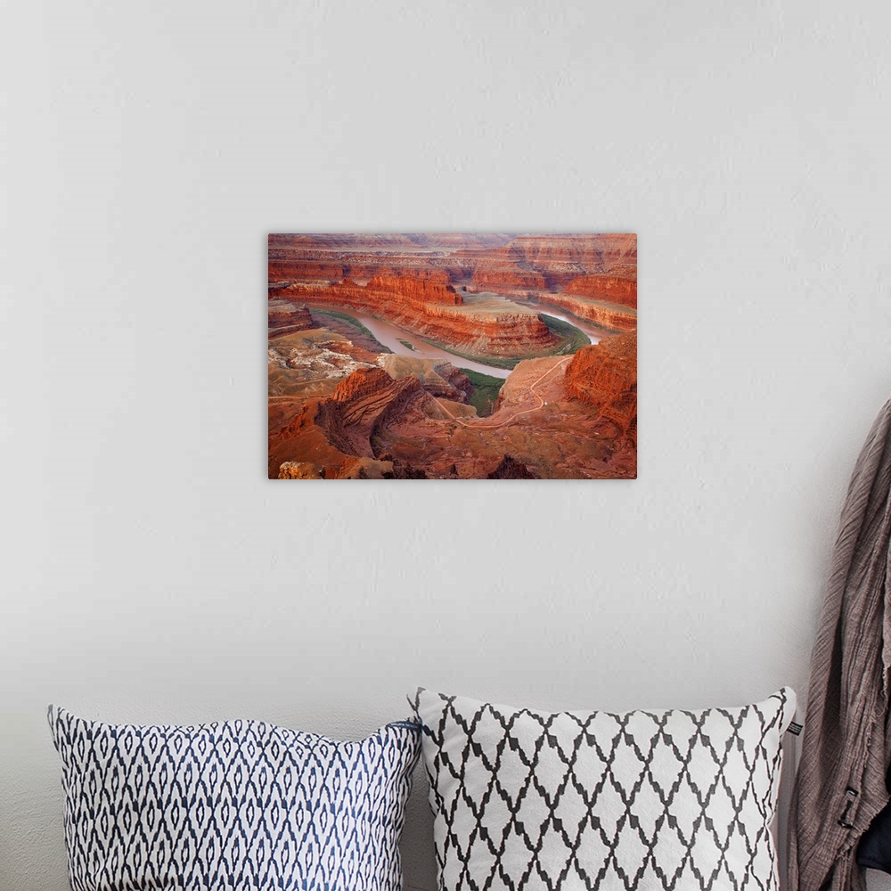 A bohemian room featuring USA, Utah, Dead Horse Point State Park. View of The Gooseneck section of Colorado River.