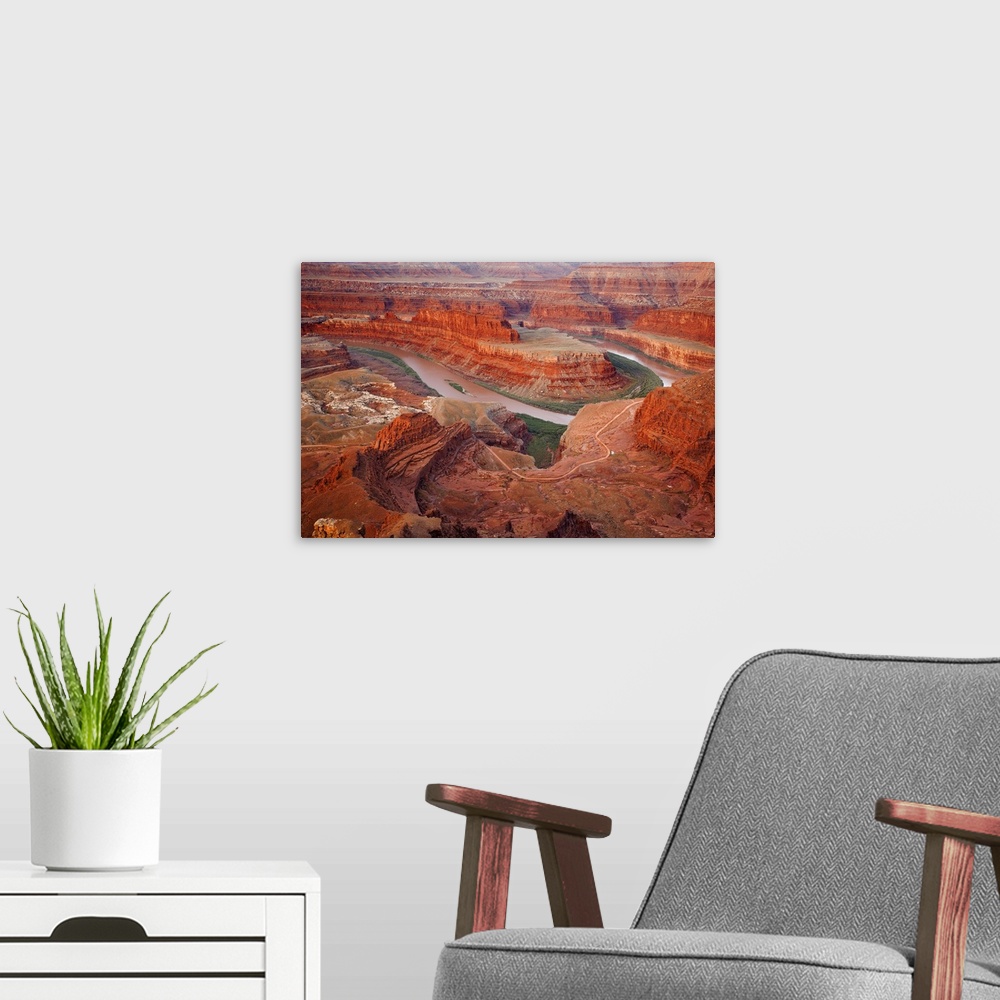 A modern room featuring USA, Utah, Dead Horse Point State Park. View of The Gooseneck section of Colorado River.