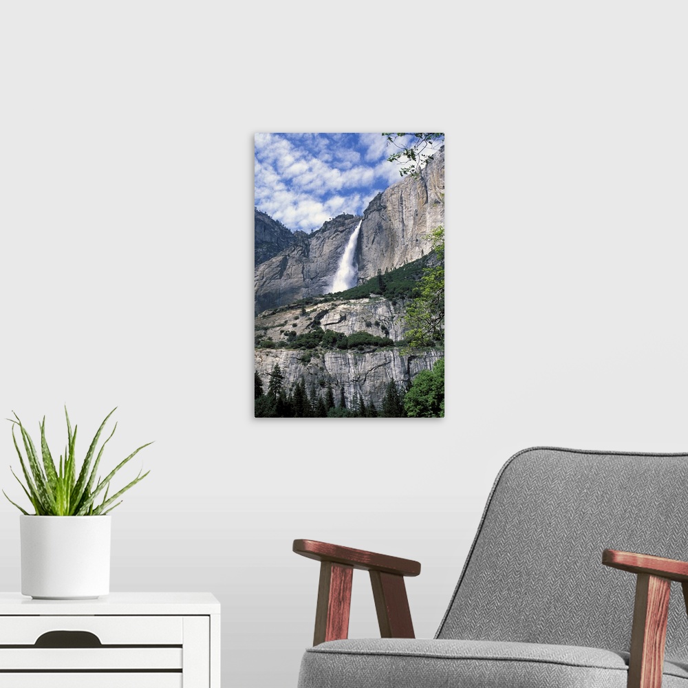 A modern room featuring View of Upper Yosemite Falls in Yosemite National Park.