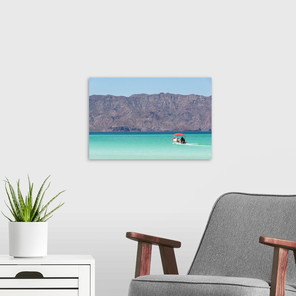 A modern room featuring Mexico, Baja California Sur, Sea of Cortez. View to mainland from Isla Coronado.