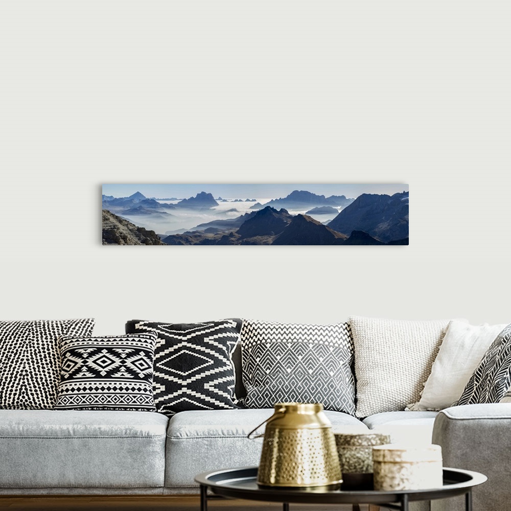 A bohemian room featuring View Towards Antelao, Pelmo, Civetta Seen From Sella Mountain Range, Dolomites, Italy