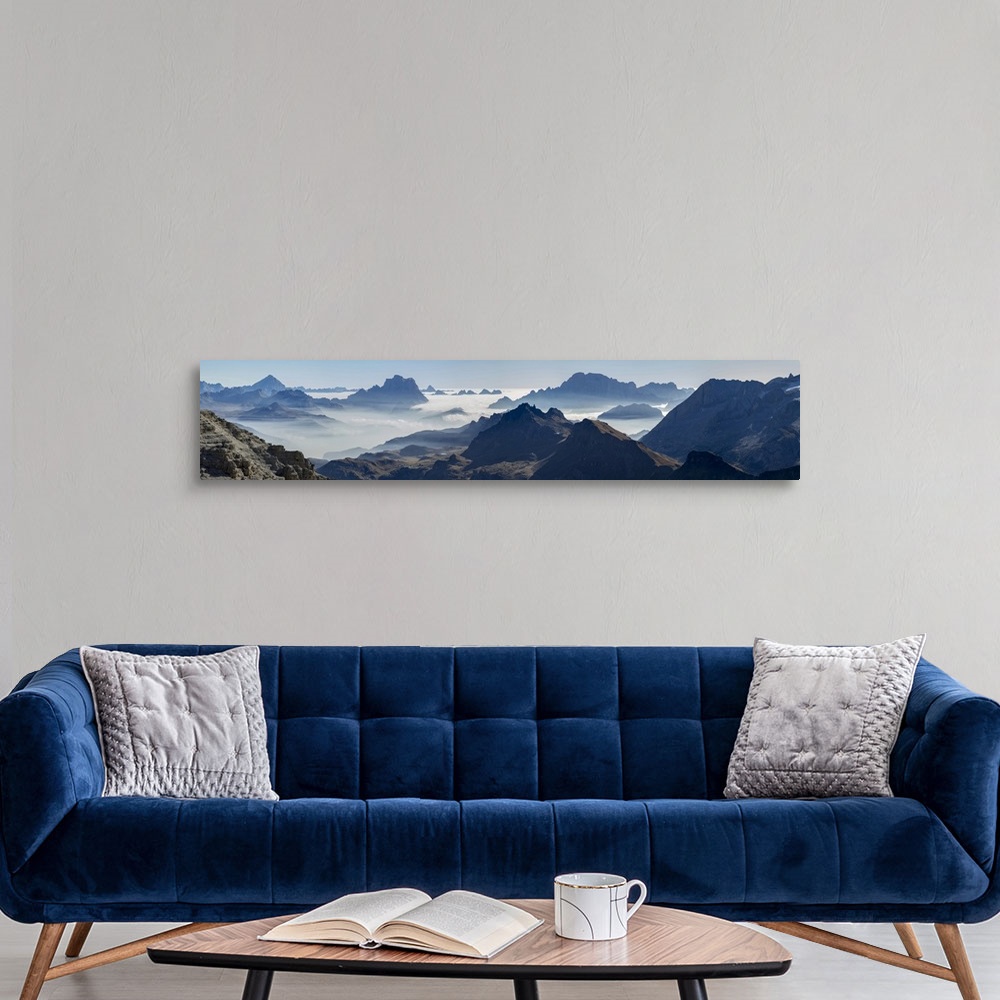 A modern room featuring View Towards Antelao, Pelmo, Civetta Seen From Sella Mountain Range, Dolomites, Italy