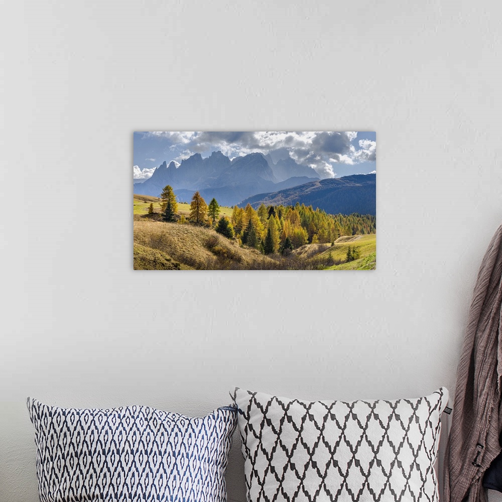 A bohemian room featuring View Towards Pale Di San Martino, Focobon Mountain Range, Dolomites, Italy
