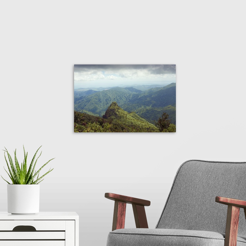 A modern room featuring Viewing Los Picachos peak from the El Yunque peak overlook, El Yunque NF, Puerto Rico