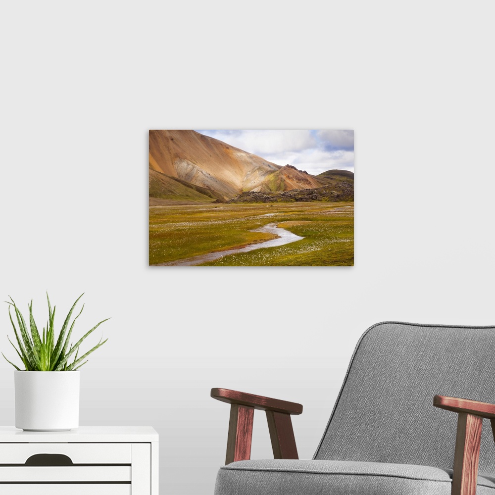 A modern room featuring Volcanic landscape at Landmannalaugar National Park, Iceland