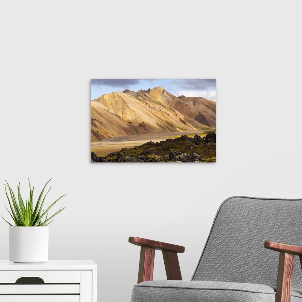 A modern room featuring Volcanic surreal landscape at Landmannalaugar National Park, Iceland