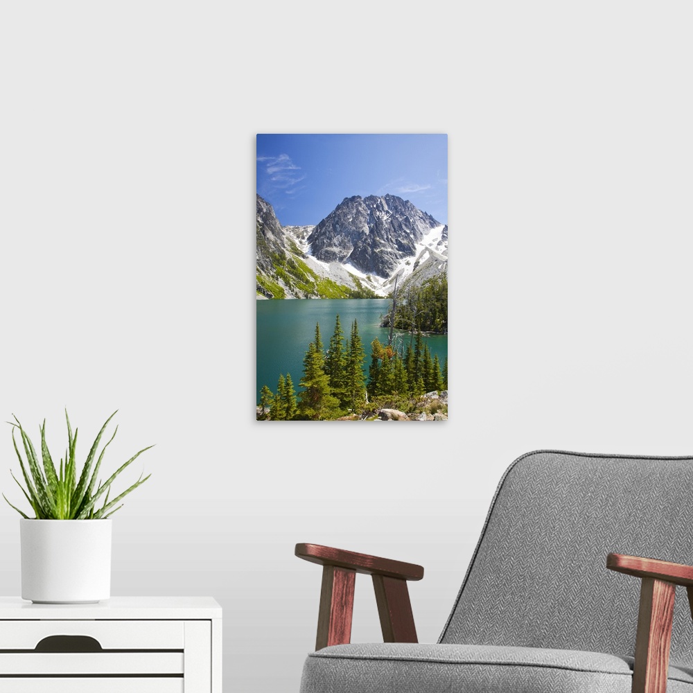 A modern room featuring Washington, Alpine Lakes Wilderness, Colchuck Lake, with Dragontail Peak and Colchuck Peak.