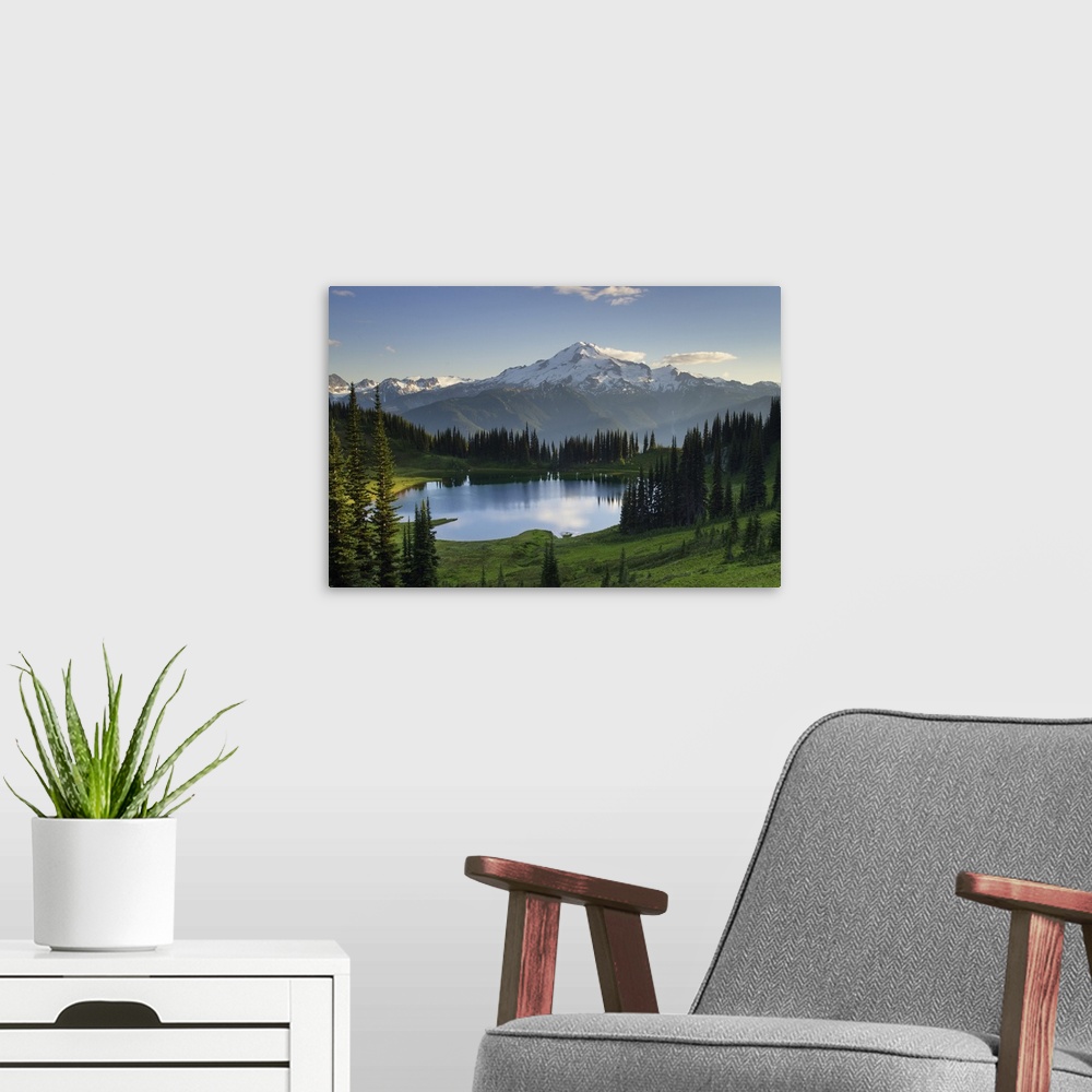 A modern room featuring Washington, Image Lake And Glacier Peak Seen From Miner's Ridge