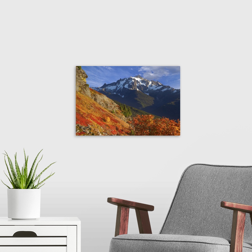 A modern room featuring USA, Washington, Mount Baker Wilderness. View of Mount Shuksan from Yellow Aster Butte Trail.