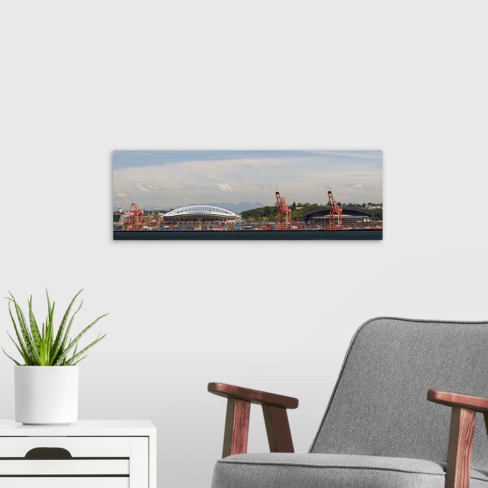 A modern room featuring Washington, Seattle, Quest Field and Safeco Field, view across Ellliott Bay, from West Seattle.