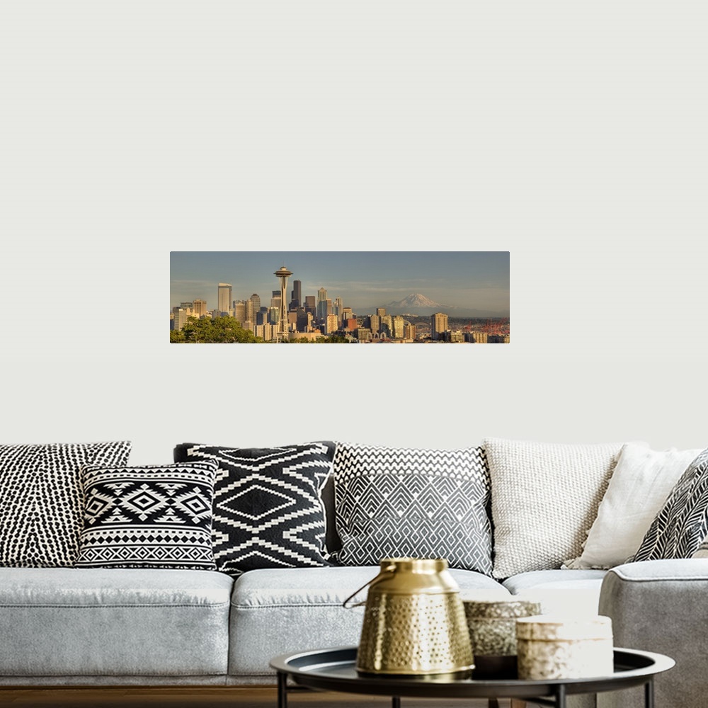 A bohemian room featuring Washington, Seattle, skyline from Kerry Park.