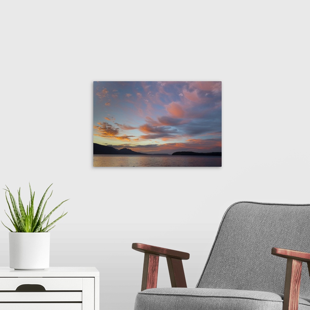 A modern room featuring USA, Washington State, Seabeck. Sunset over Hood Canal. Credit: Don Paulson
