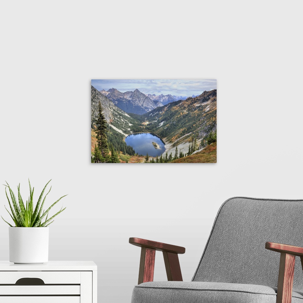 A modern room featuring Washington, Wenatchee National Forest. Lake Ann from Maple Pass Loop trail.