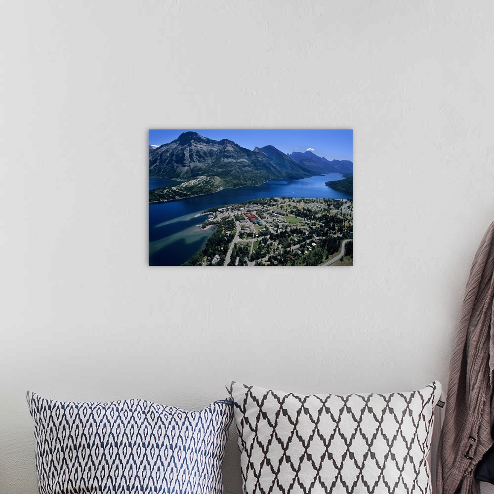 A bohemian room featuring Waterton Townsite and Waterton Lake viewed from Bear's Hump in Waterton Lakes National Park, Albe...