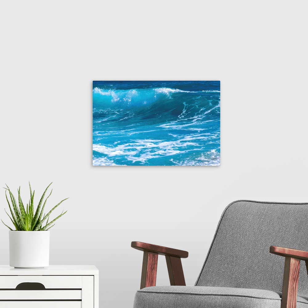 A modern room featuring Waves in the Grand Cayman Islands...wave, water, ocean, coast, shore, crashing, sea, mer, mur, ma...