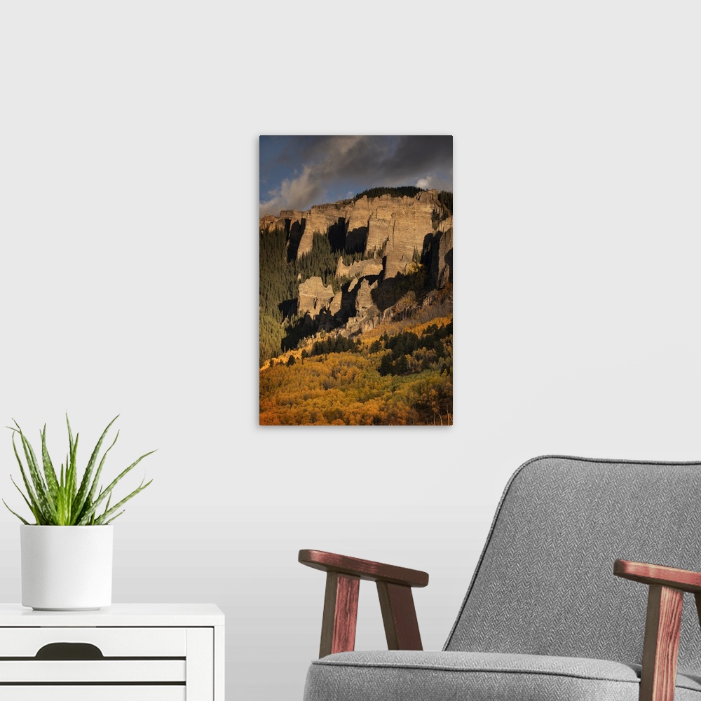 A modern room featuring USA, North America, Colorado. West Elk Mountains, Sunrise Storm Clouds Above Mountain And Forest ...