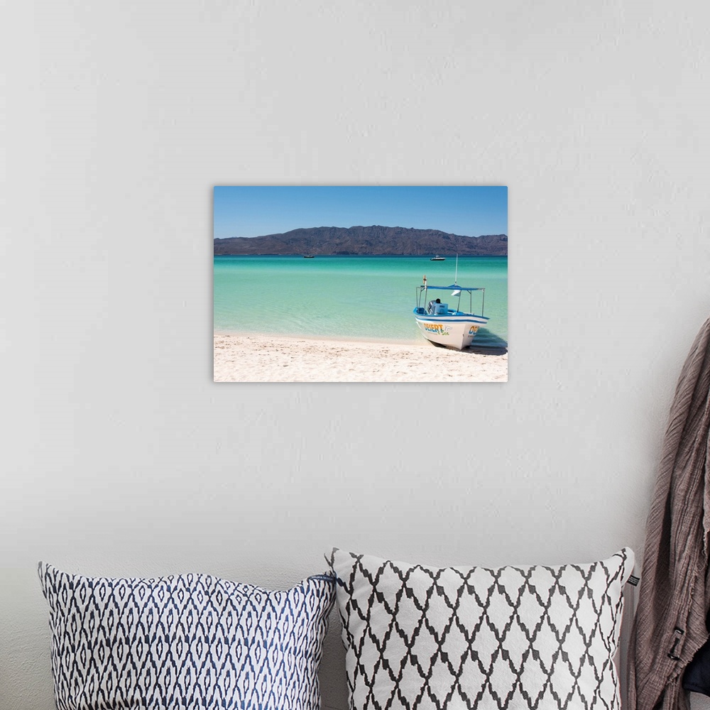 A bohemian room featuring Mexico, Baja California Sur, Sea of Cortez. White sand beach and calm waters Isla Coronado.