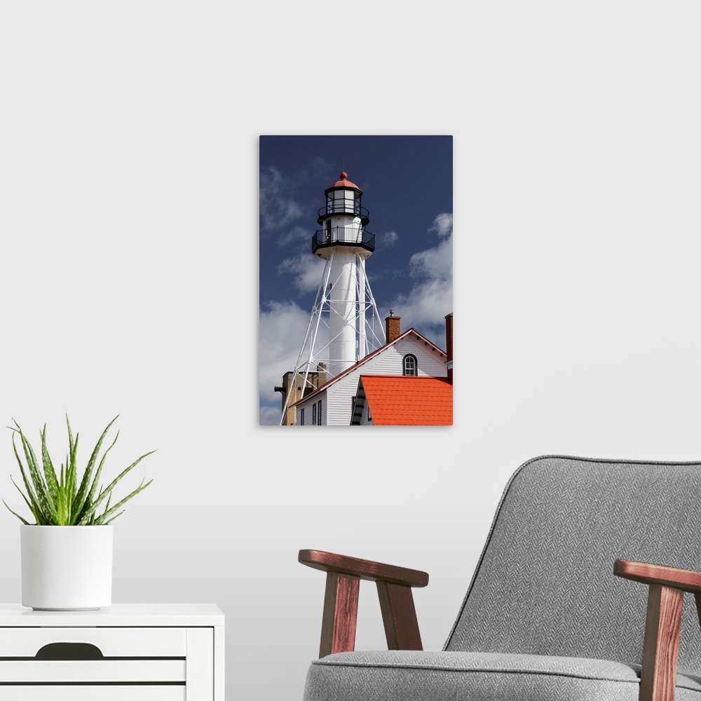 A modern room featuring Whitefish Point Lighthouse, the oldest operating light on Lake Superior, Upper Peninsula, Michigan