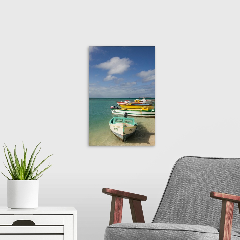 A modern room featuring ABC Islands-ARUBA-Oranjestad:.Wilhelmina Park - Colorful Aruban Boats