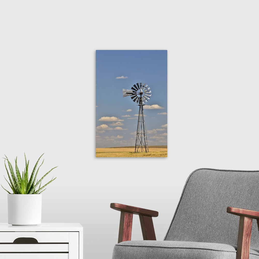 A modern room featuring Windmill in wheat field Eastern Washington